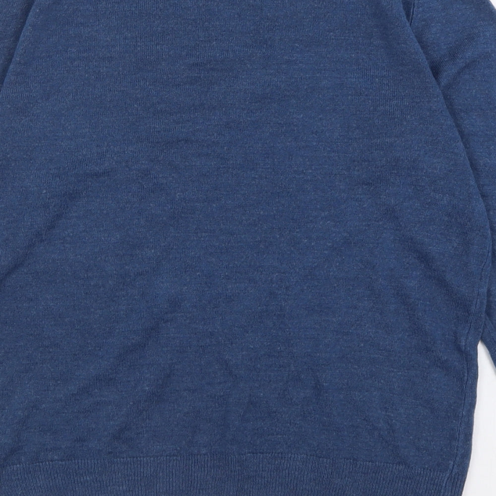 F&F Mens Blue Crew Neck  Acrylic Pullover Jumper Size S