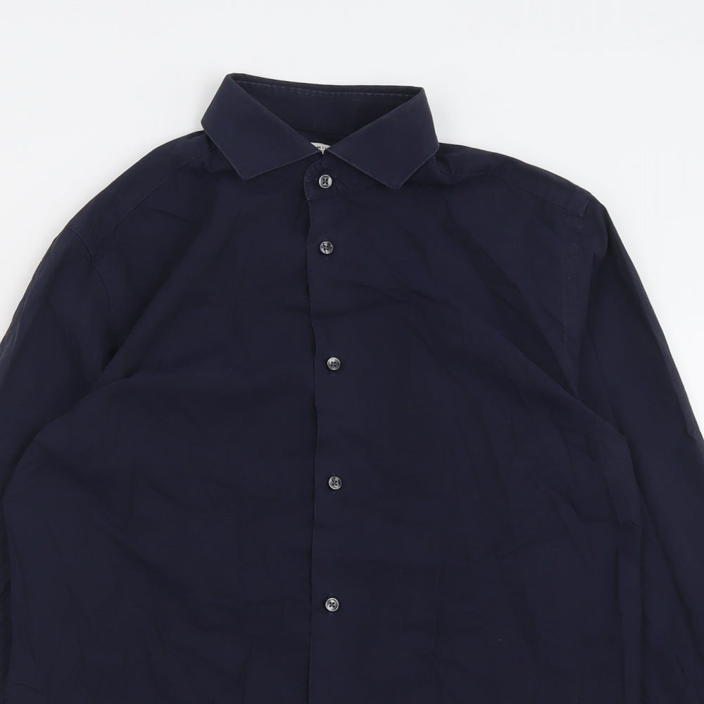 JACK & JONES Mens Blue  Cotton  Button-Up Size M Collared Button