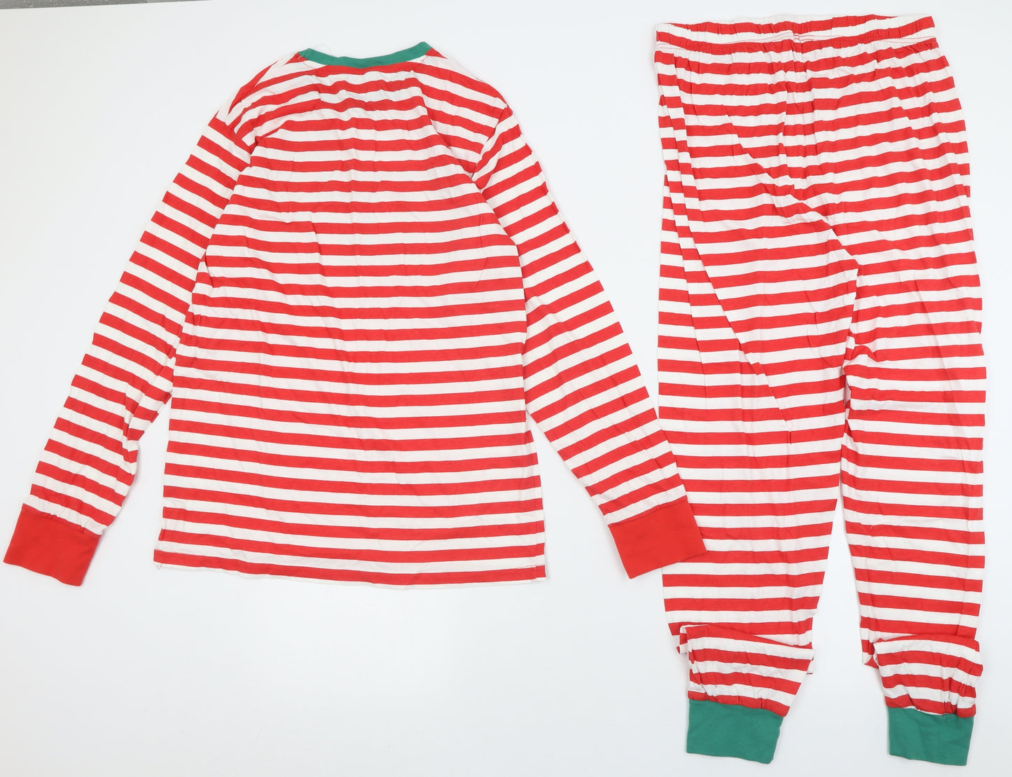 Made By Elves Mens Red Striped Cotton  Pyjama Set Size M  Pullover - Team Santa