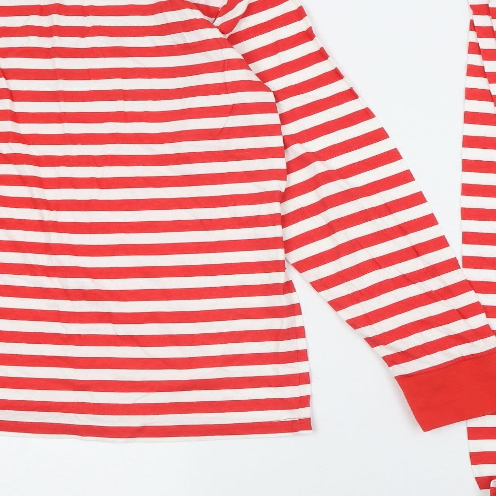 Made By Elves Mens Red Striped Cotton  Pyjama Set Size M  Pullover - Team Santa