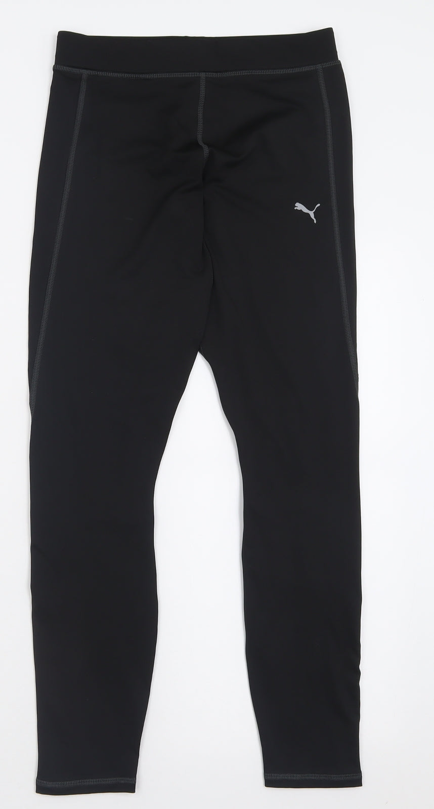 PUMA Womens Black  Polyester Capri Leggings Size 10 L27 in Regular Tie