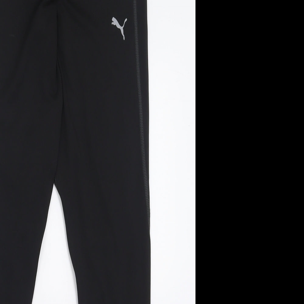 PUMA Womens Black  Polyester Capri Leggings Size 10 L27 in Regular Tie