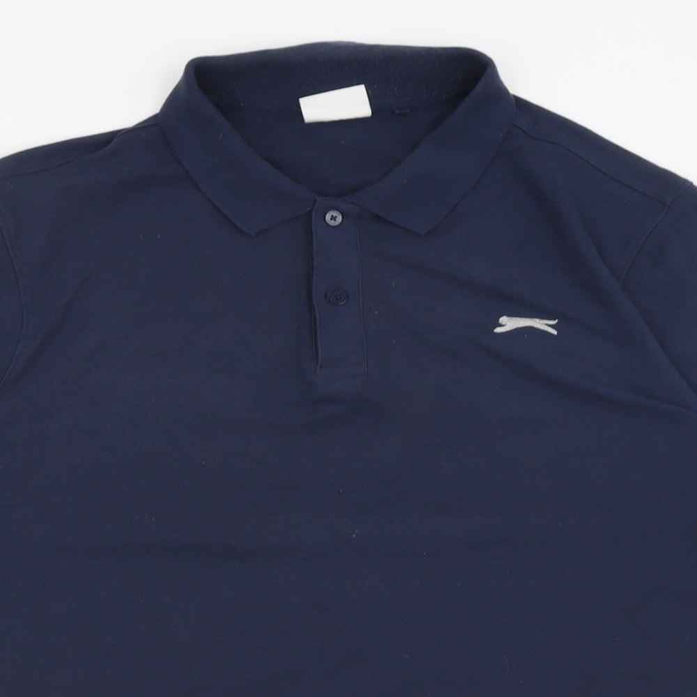 Slazenger Mens Blue  Cotton  Polo Size 3XL Collared Button
