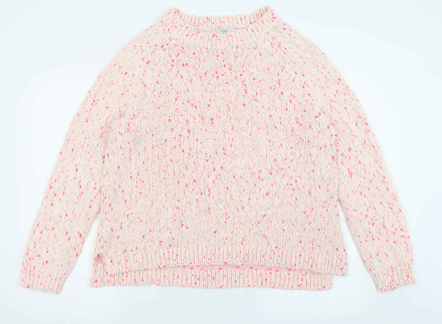 George Womens Pink Crew Neck  Polyester Pullover Jumper Size XL