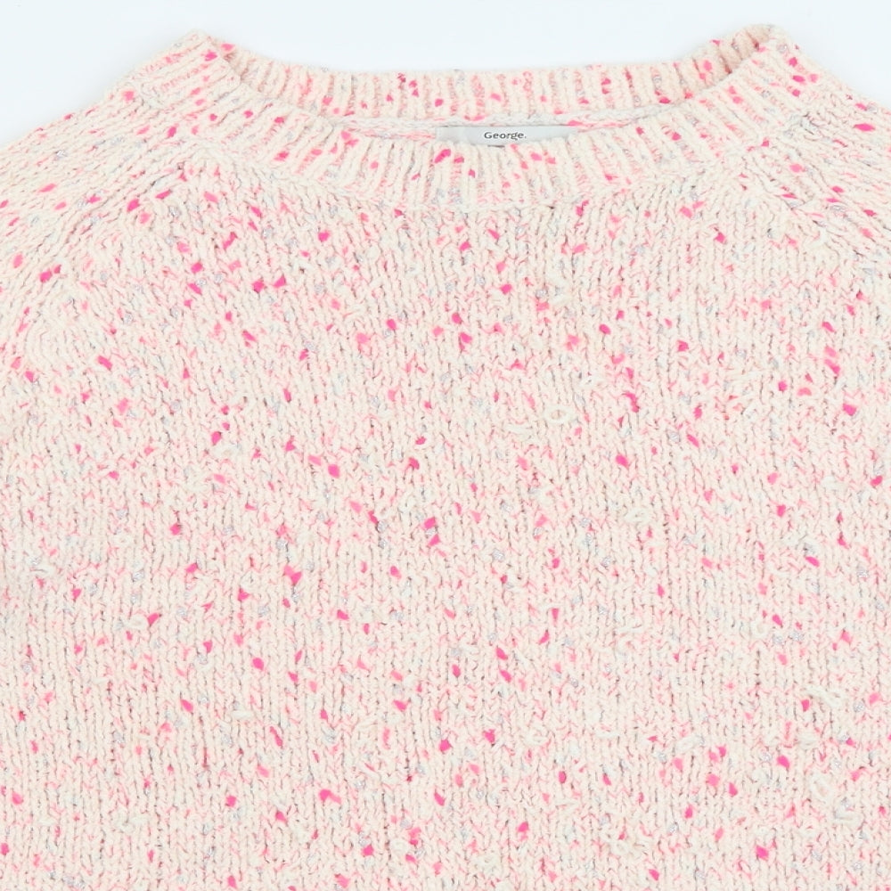 George Womens Pink Crew Neck  Polyester Pullover Jumper Size XL