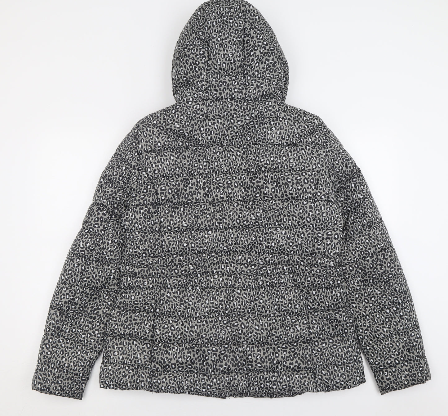 F&F Womens Grey Animal Print  Quilted Coat Size 14  Zip