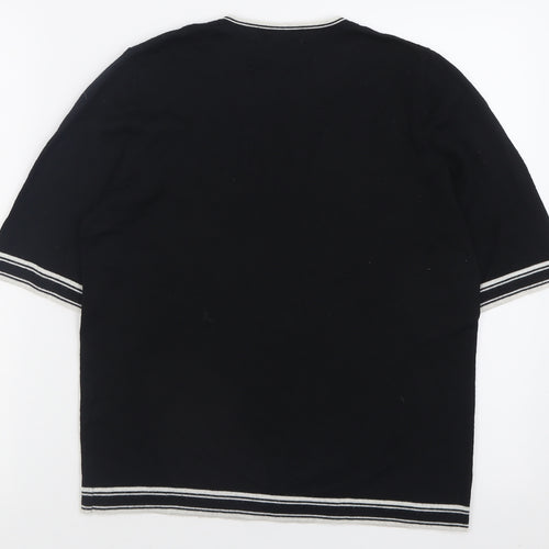 Marks and Spencer Womens Black Crew Neck  Acrylic Pullover Jumper Size 14