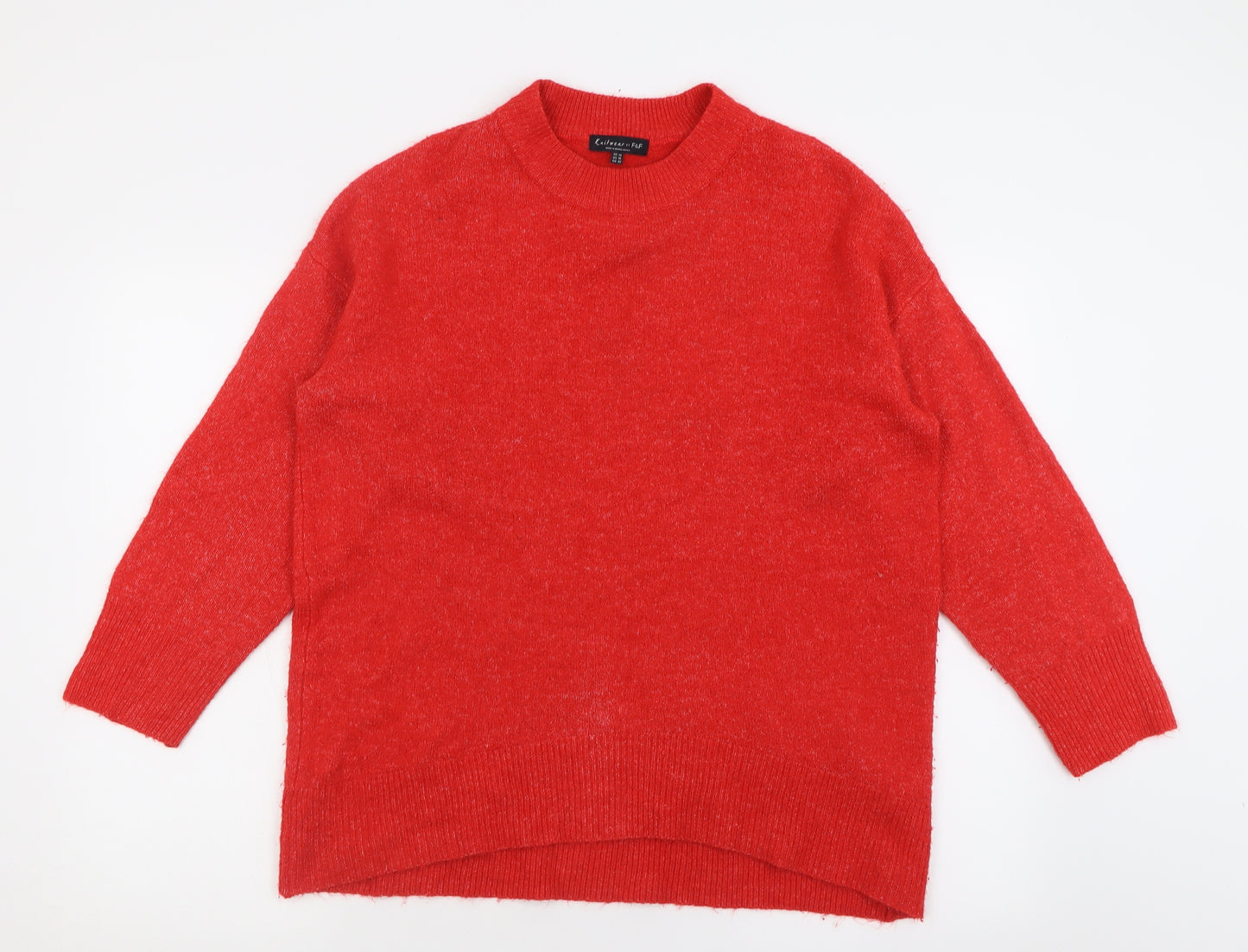 F&F Womens Red Crew Neck  Acrylic Pullover Jumper Size 14