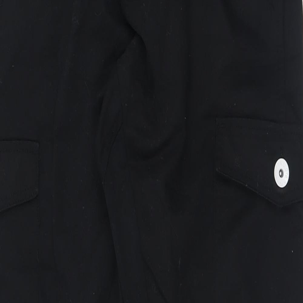 Industrialize Mens Black  Polyester Cargo Trousers Size 32 L30 in Regular Button