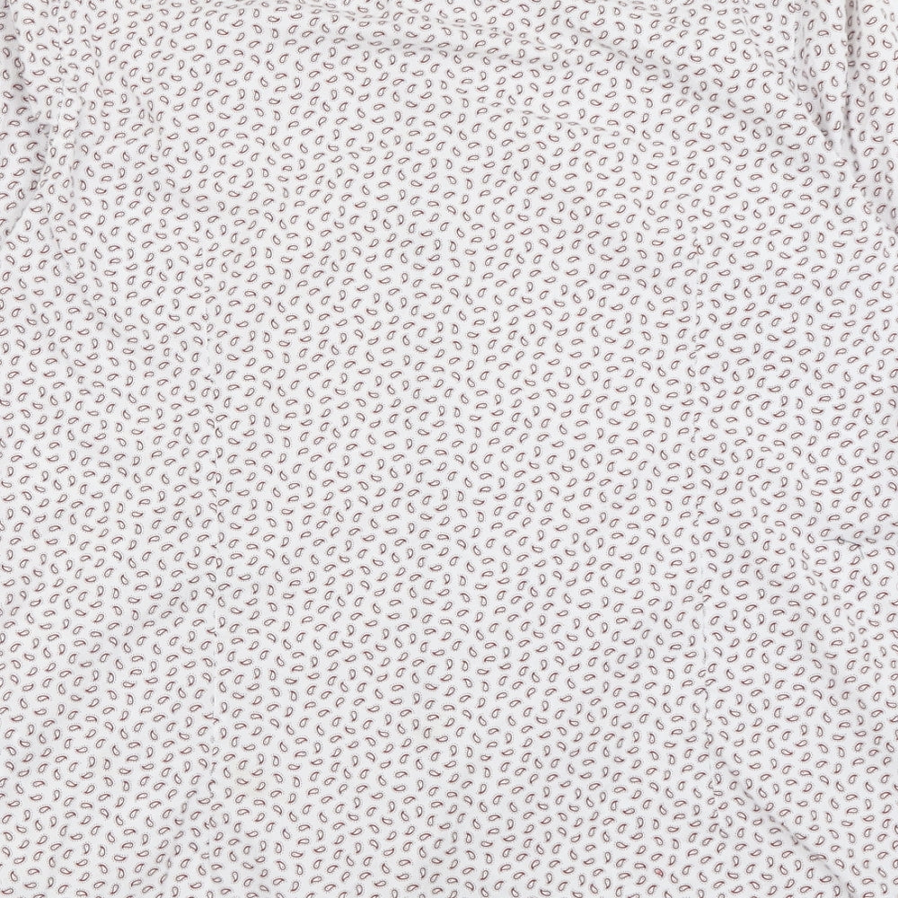 Ted Baker Mens White Geometric Cotton  Button-Up Size L Collared Button