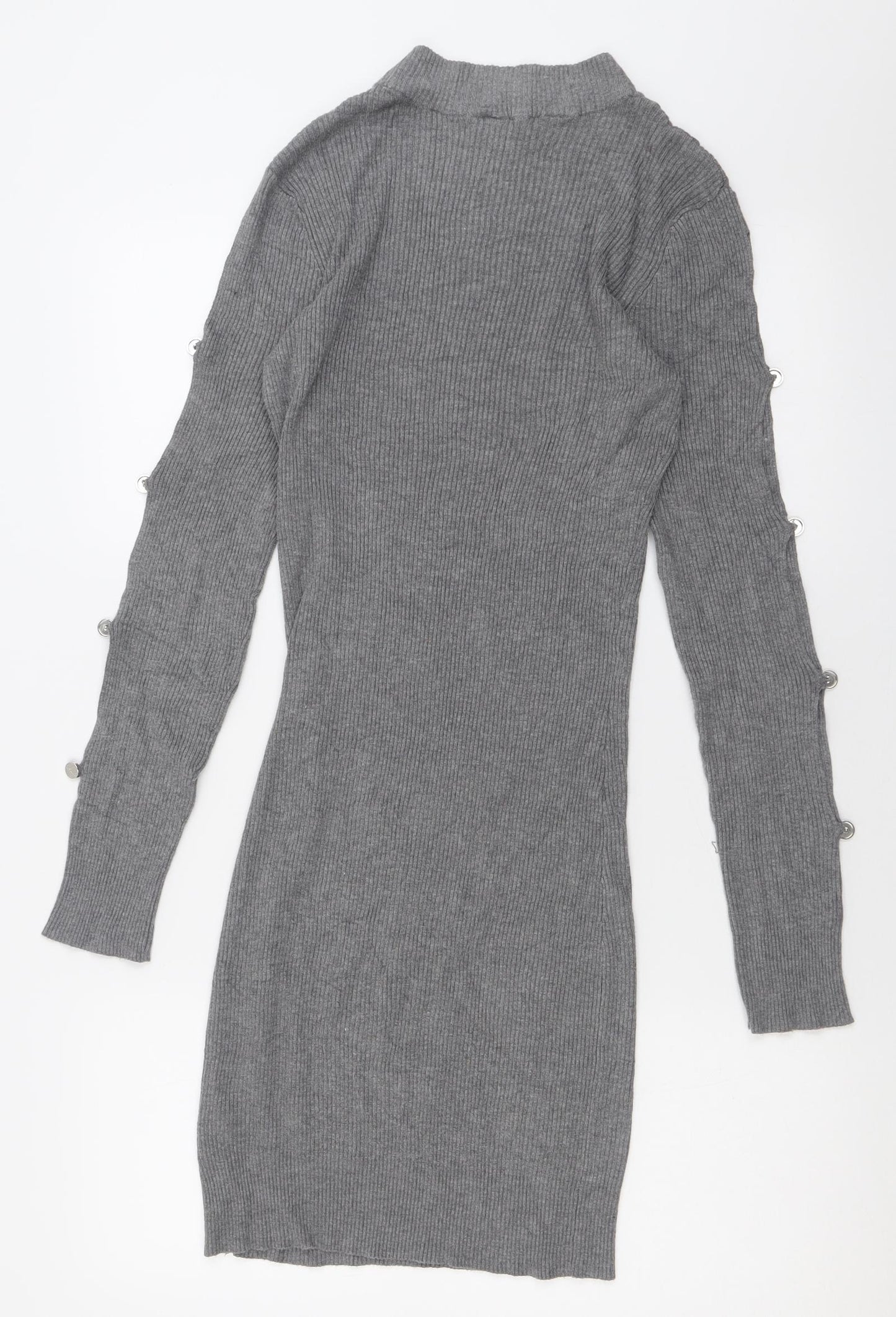 Lipsy Womens Grey  Acrylic Jumper Dress  Size 14  Crew Neck Pullover