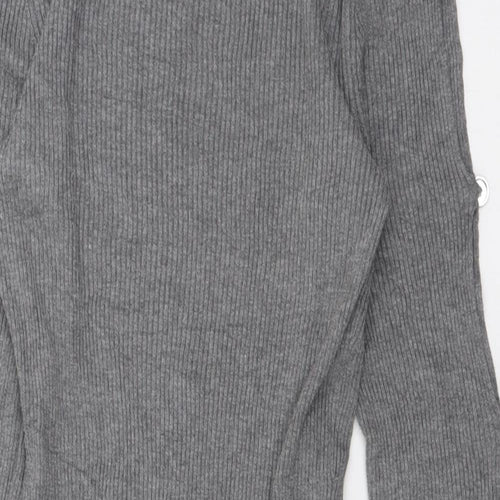 Lipsy Womens Grey  Acrylic Jumper Dress  Size 14  Crew Neck Pullover