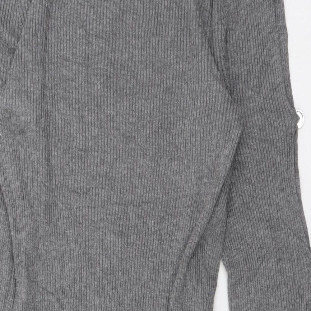 Lipsy Womens Grey  Acrylic Jumper Dress  Size 14  Crew Neck Pullover