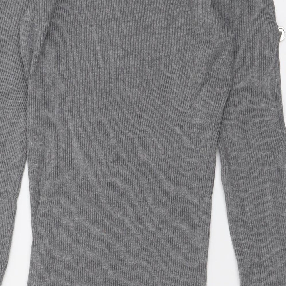 Lipsy Womens Grey  Acrylic Jumper Dress  Size 14  Crew Neck Pullover