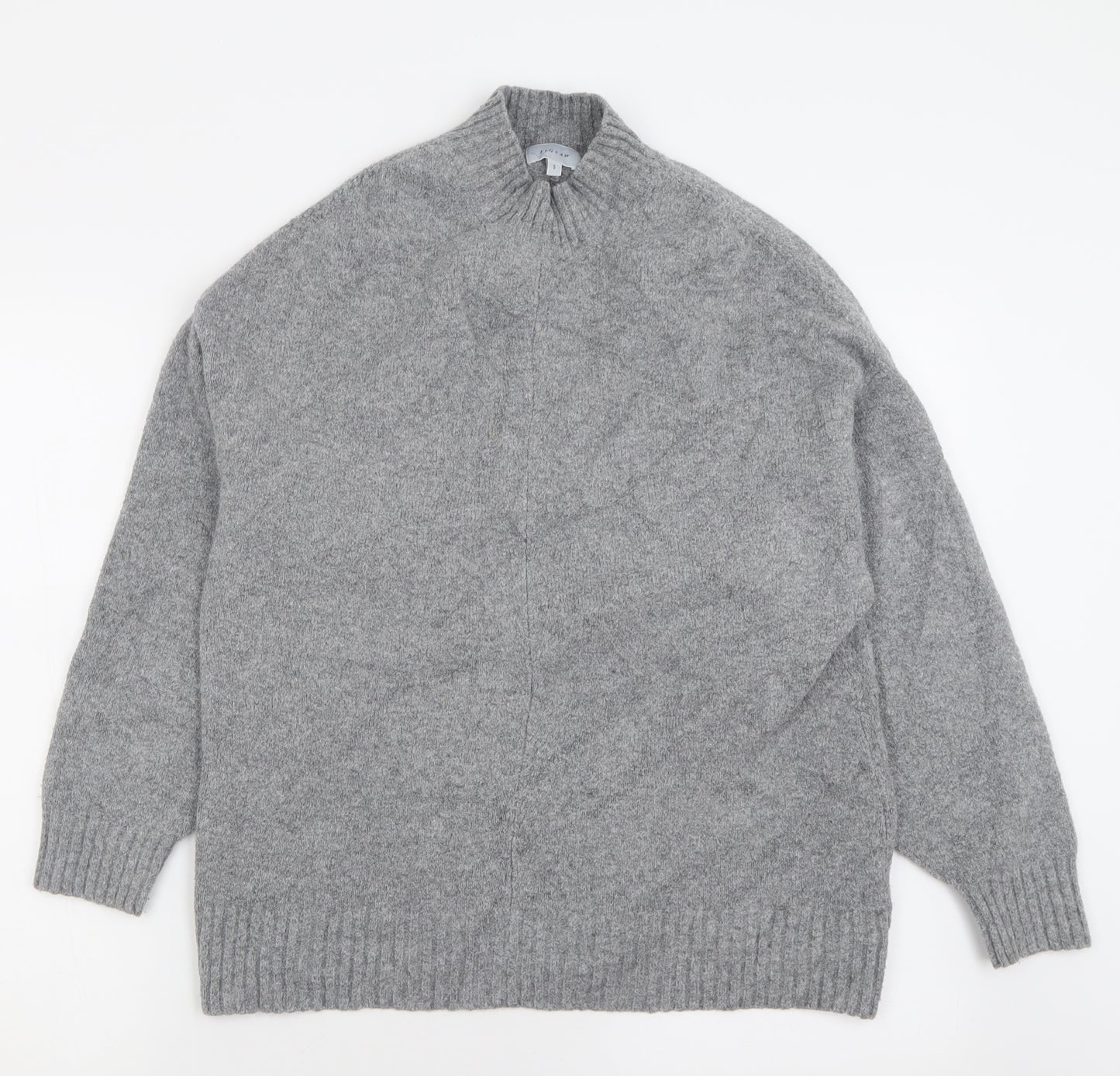 Jigsaw Womens Grey High Neck  Cotton Pullover Jumper Size S