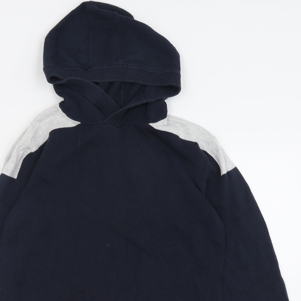 NEXT Boys Blue Striped Cotton Pullover Hoodie Size 12 Years  Pullover