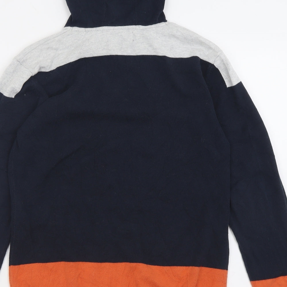 NEXT Boys Blue Striped Cotton Pullover Hoodie Size 12 Years  Pullover