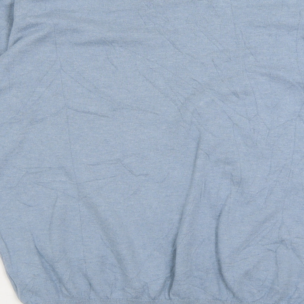 Massimo Dutti Mens Blue V-Neck  Cotton Pullover Jumper Size M