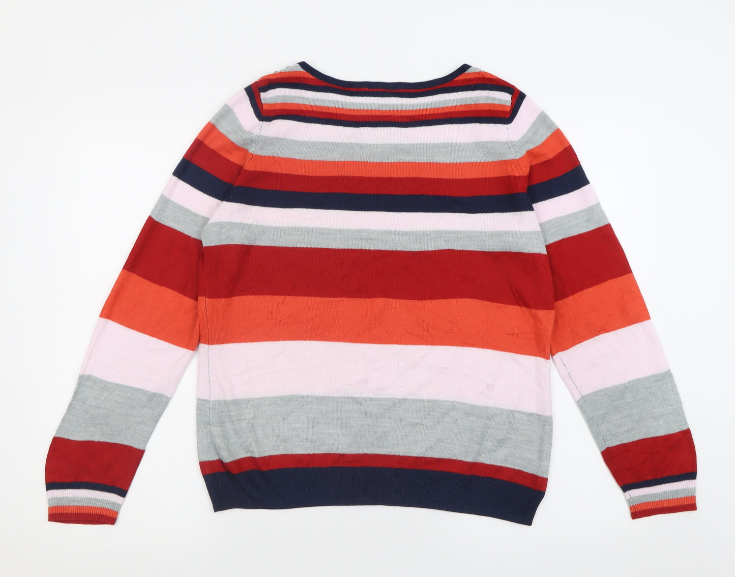 Bonmarché Womens Multicoloured Boat Neck Striped Acrylic Pullover Jumper Size 12