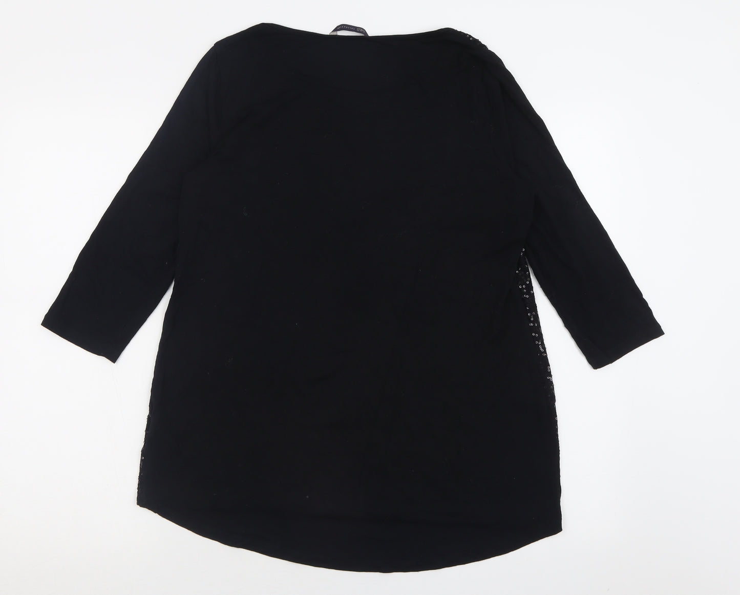 Marks and Spencer Womens Black  Viscose Basic T-Shirt Size 14 Crew Neck