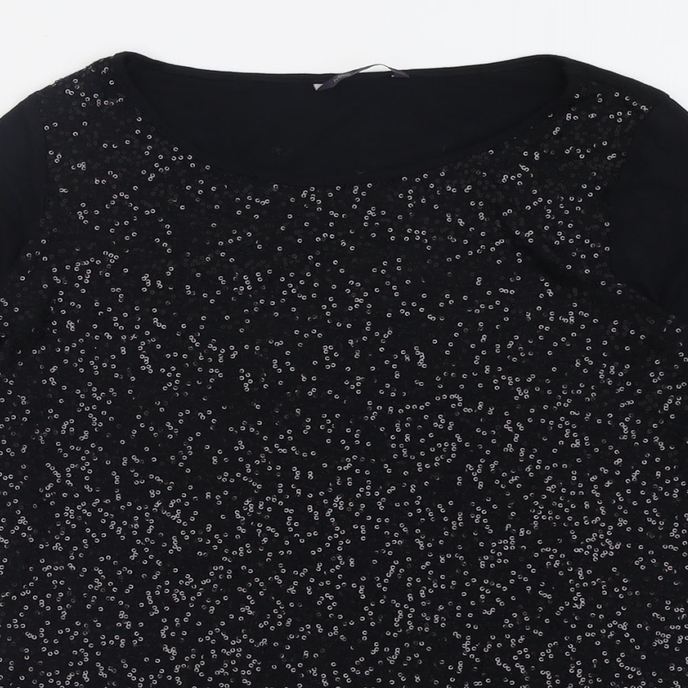 Marks and Spencer Womens Black  Viscose Basic T-Shirt Size 14 Crew Neck