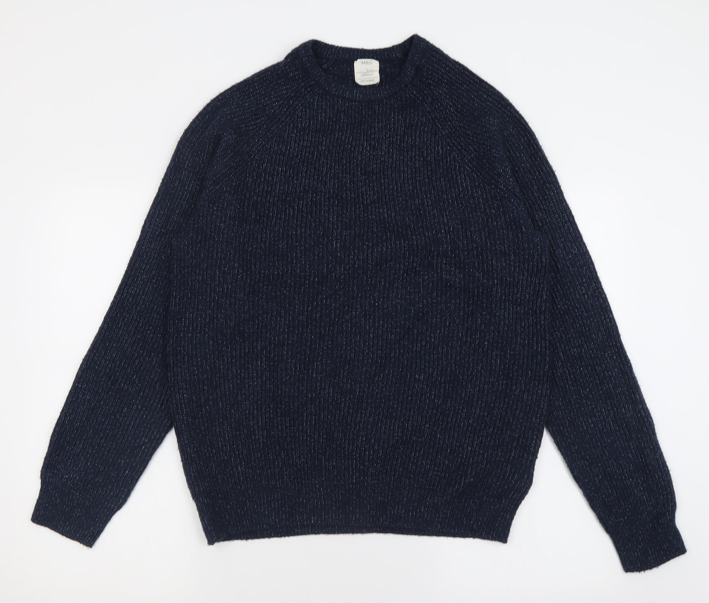 Marks and Spencer Mens Blue Crew Neck  Polyamide Pullover Jumper Size L