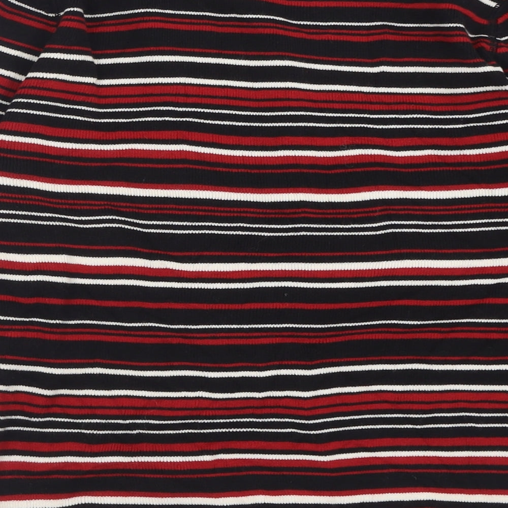 Principles Womens Red V-Neck Striped Cotton Pullover Jumper Size 12