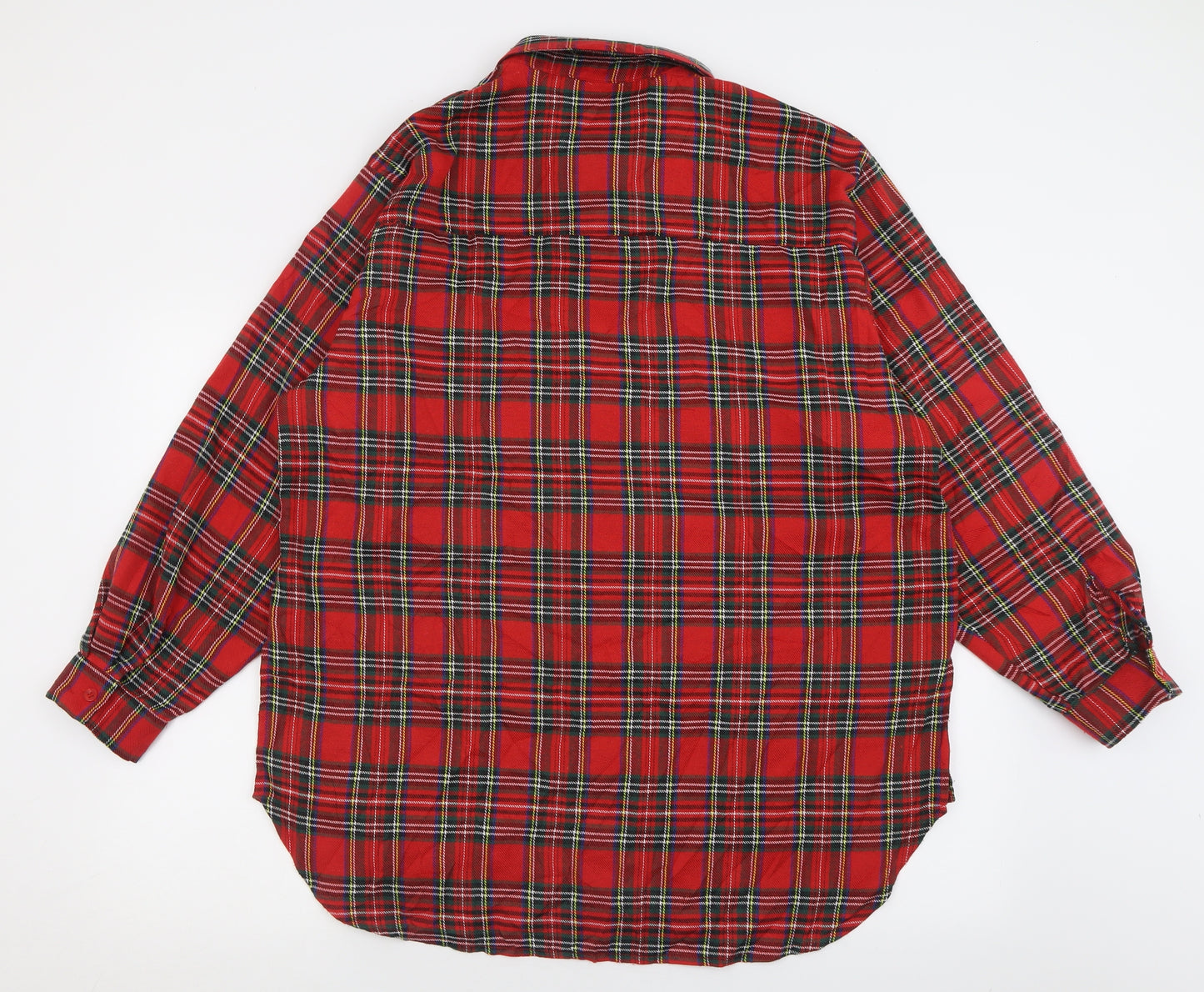 Missguided Womens Red Check Polyester Tunic Button-Up Size 16 Collared