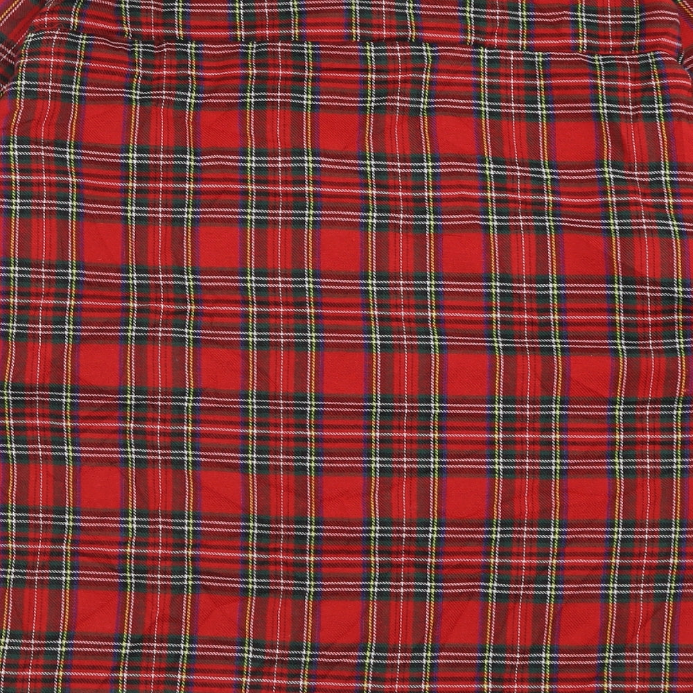 Missguided Womens Red Check Polyester Tunic Button-Up Size 16 Collared