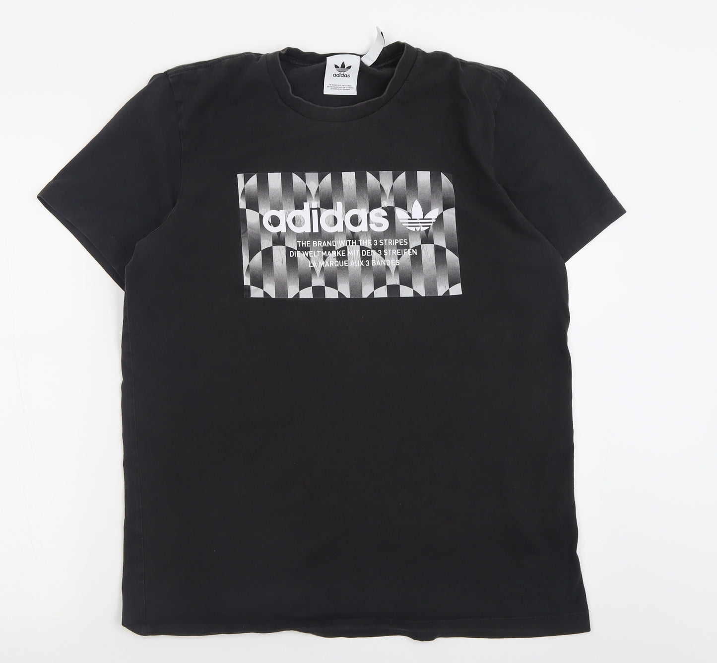 adidas Mens Black  Cotton  T-Shirt Size L Crew Neck