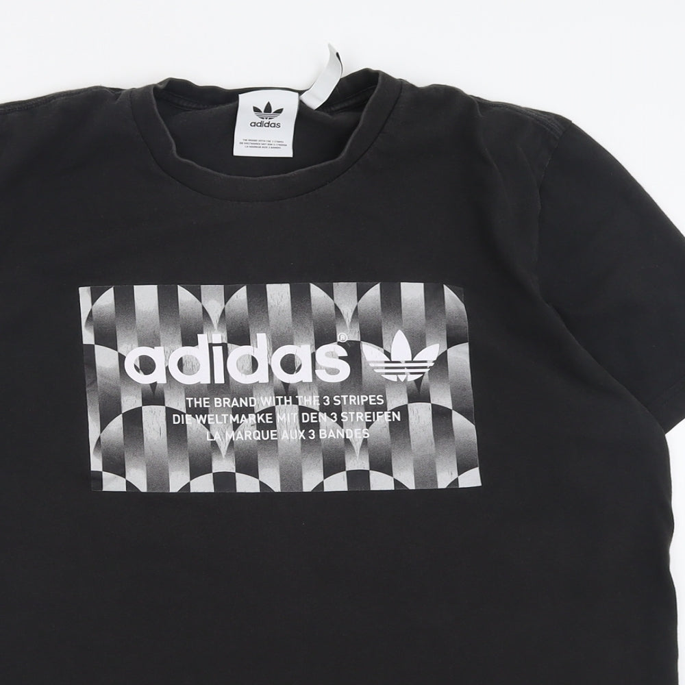 adidas Mens Black  Cotton  T-Shirt Size L Crew Neck
