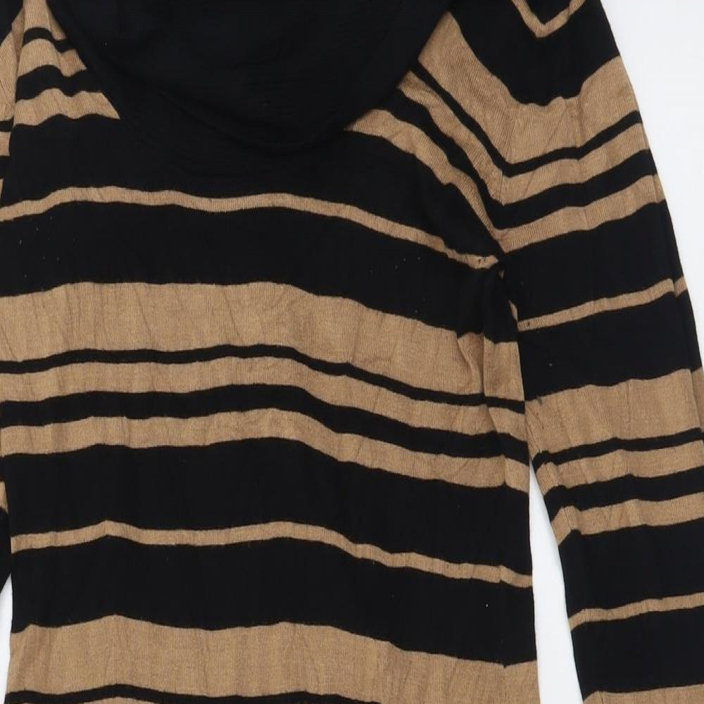 Atmosphere Womens Brown Striped Viscose Jumper Dress  Size 12  Roll Neck Pullover