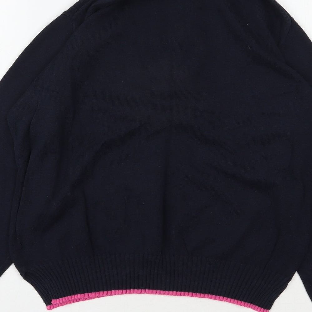 Woolovers Womens Blue High Neck  Cotton Pullover Jumper Size S