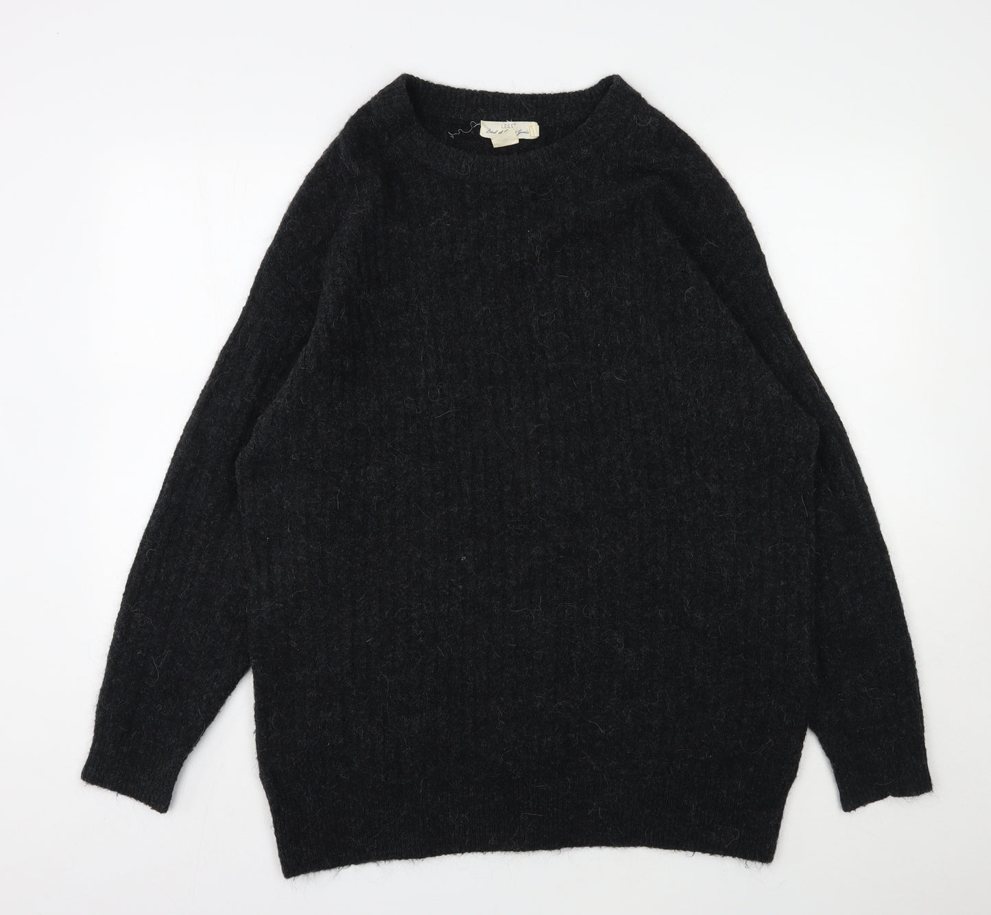 H&M Womens Grey Round Neck  Acrylic Pullover Jumper Size S