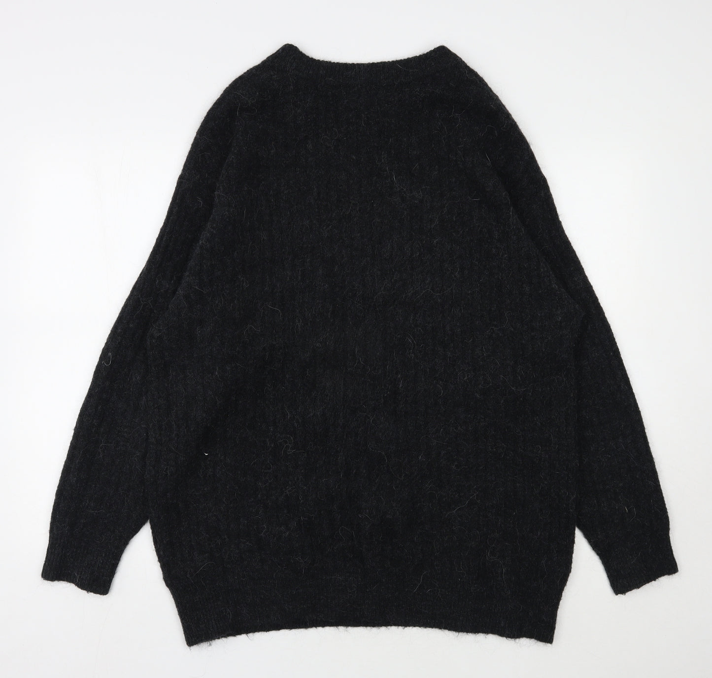 H&M Womens Grey Round Neck  Acrylic Pullover Jumper Size S