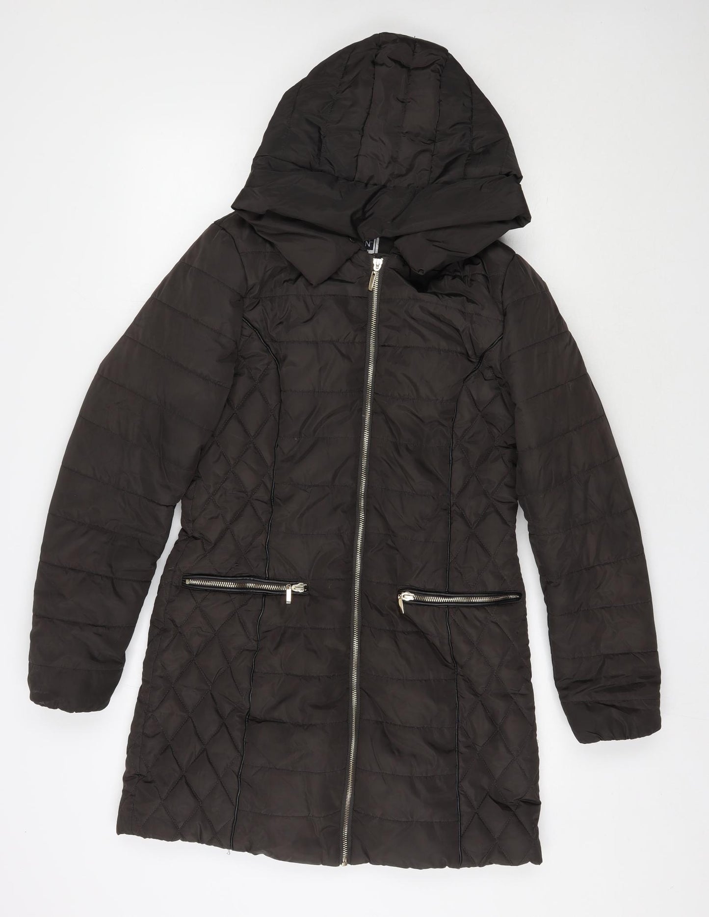 Miss unique London  Womens Brown   Puffer Jacket Coat Size 10  Zip