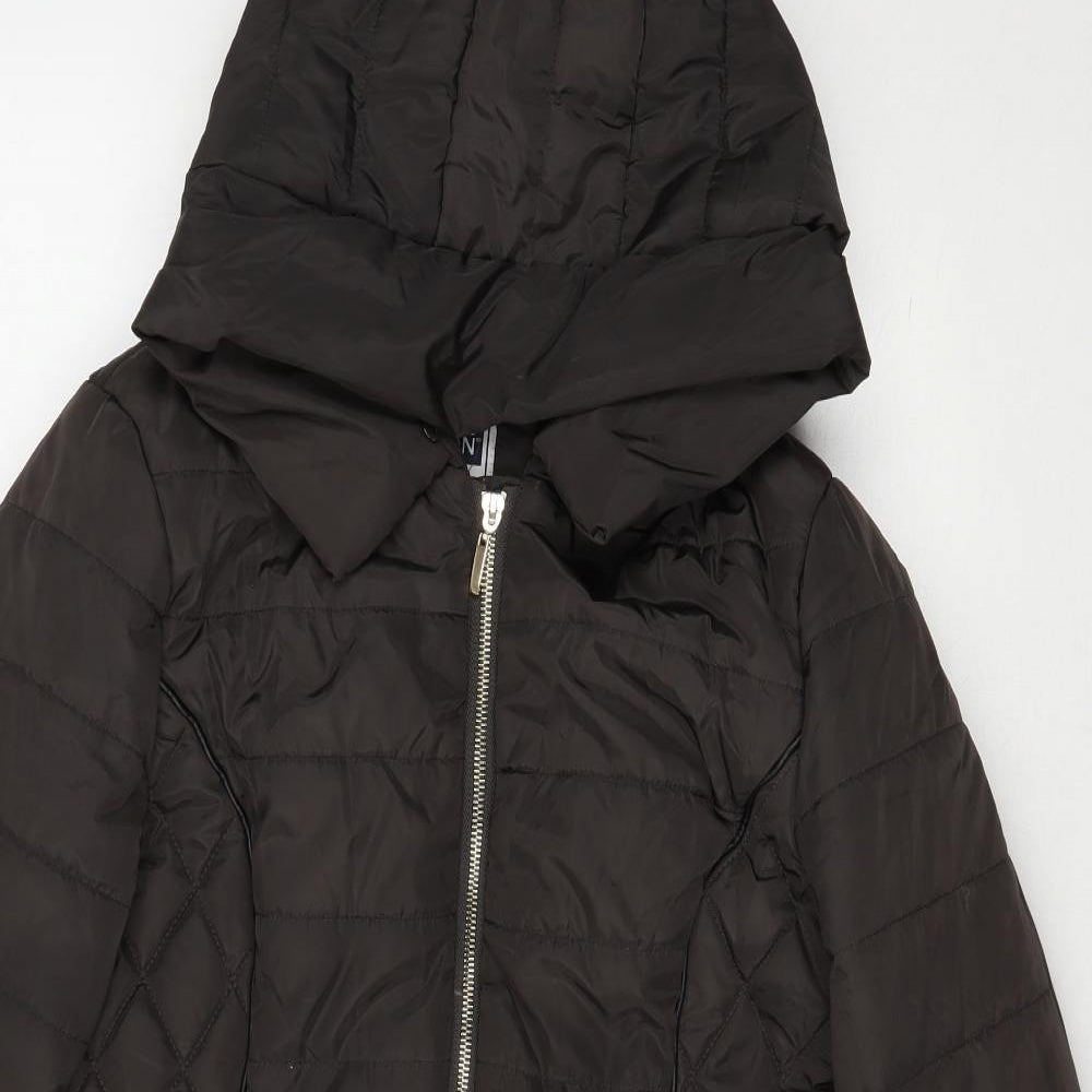 Miss unique London  Womens Brown   Puffer Jacket Coat Size 10  Zip