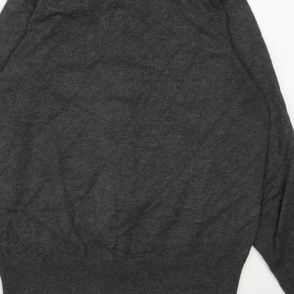 Signature Womens Grey Round Neck  Viscose Cardigan Jumper Size S