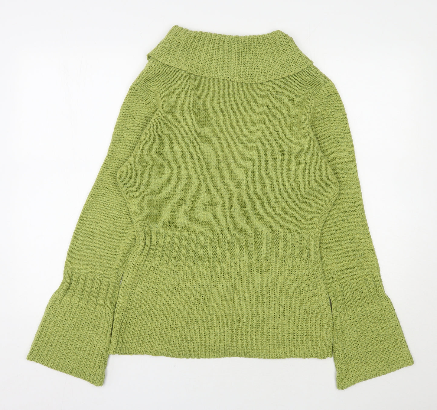 Soon Womens Green V-Neck  Acrylic Cardigan Jumper Size 14