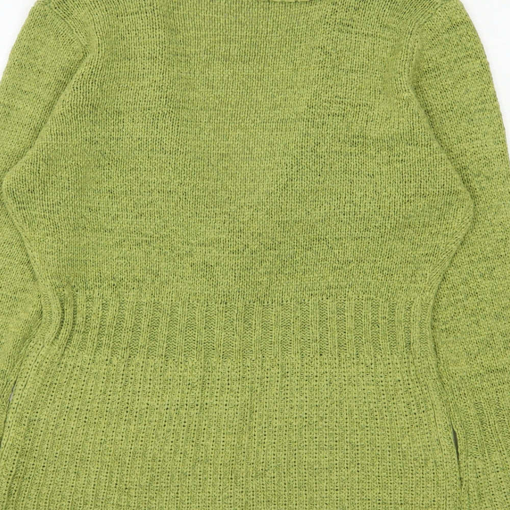 Soon Womens Green V-Neck  Acrylic Cardigan Jumper Size 14