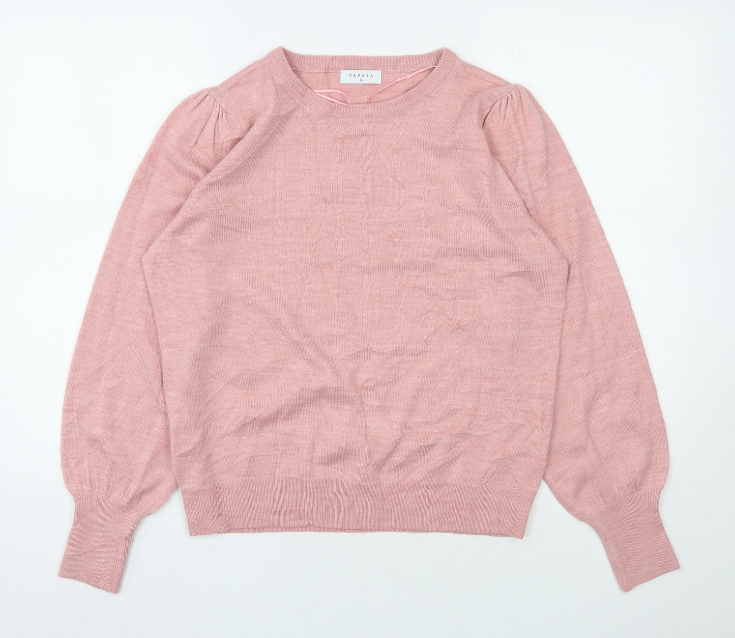 Papaya Womens Pink Round Neck  Acrylic Pullover Jumper Size M