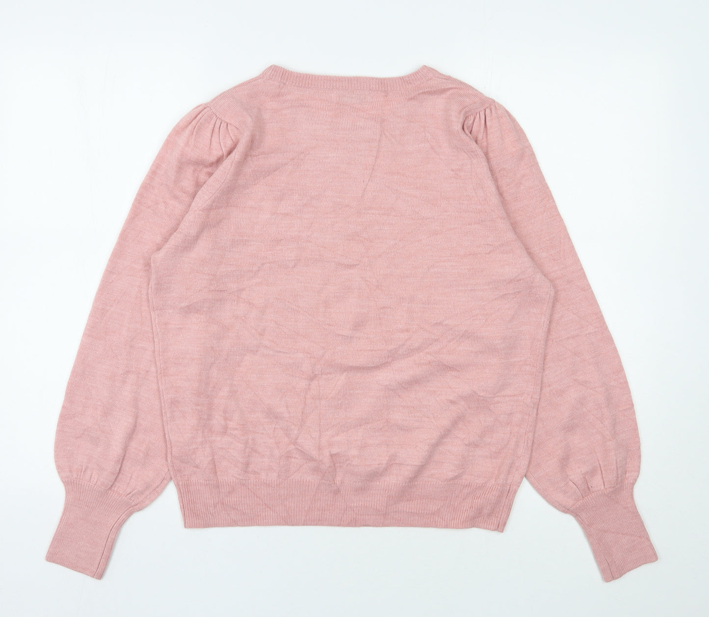 Papaya Womens Pink Round Neck  Acrylic Pullover Jumper Size M