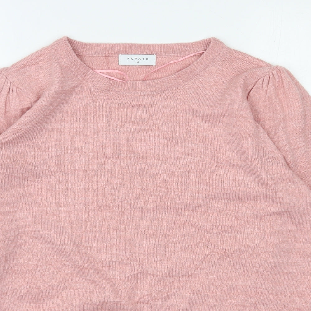 Papaya Womens Pink Round Neck  Acrylic Pullover Jumper Size M