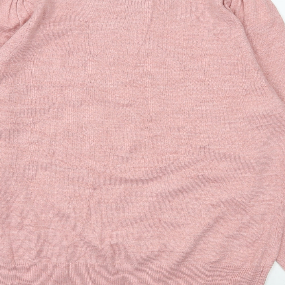 Papaya Womens Pink Round Neck  Acrylic Pullover Jumper Size M