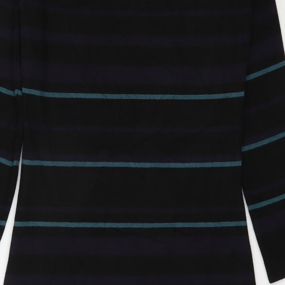Monsoon Womens Black Striped Polyester Jumper Dress  Size 10  V-Neck Pullover