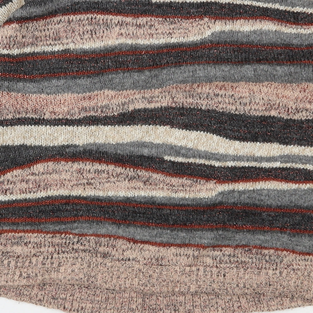 Marks and Spencer Womens Multicoloured Round Neck Striped Acrylic Pullover Jumper Size 12