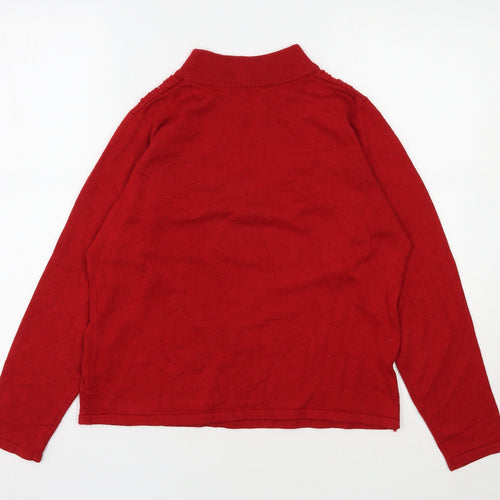 BM Womens Red High Neck  Acrylic Pullover Jumper Size M