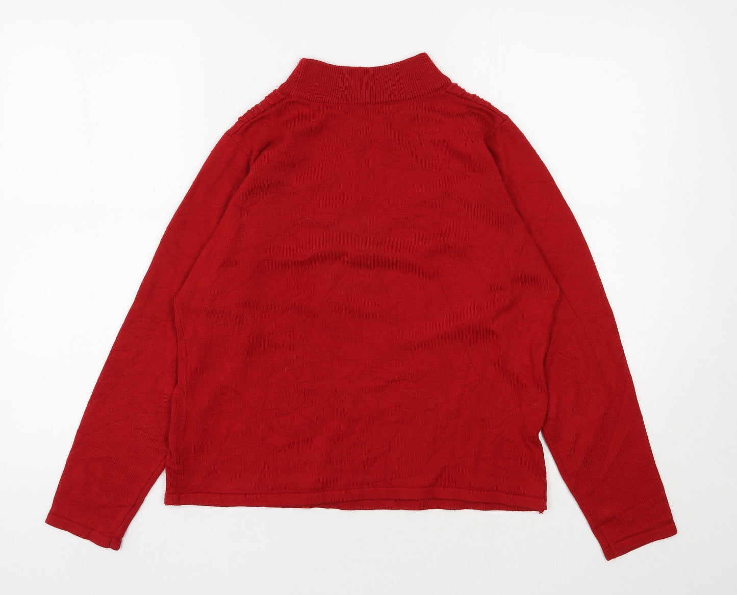 BM Womens Red High Neck  Acrylic Pullover Jumper Size M