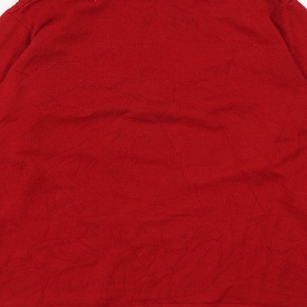 BM Womens Red High Neck  Acrylic Pullover Jumper Size M