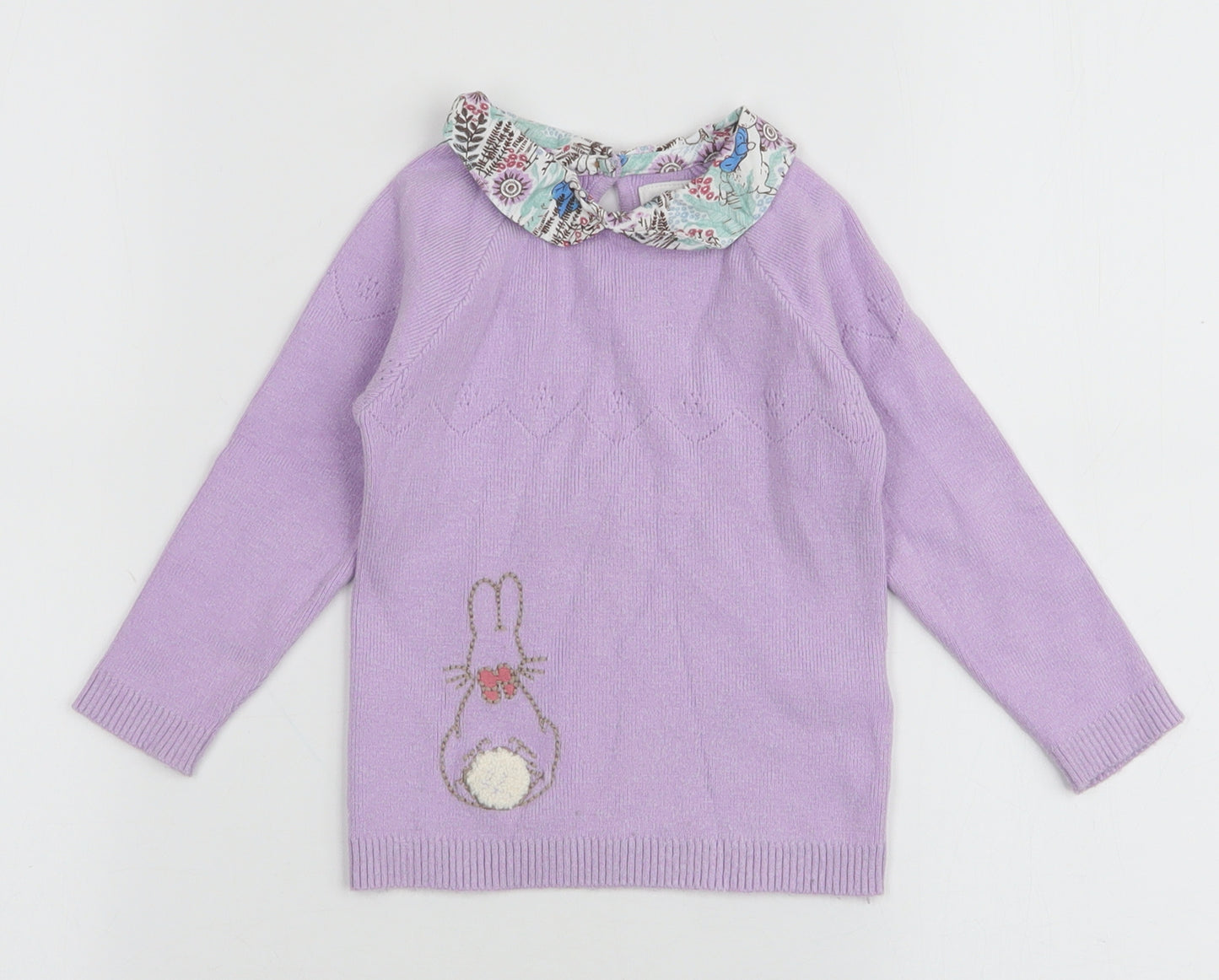 Marks and Spencer Girls Purple  Viscose Pullover Jumper Size 12-18 Months  Button - Rabbit